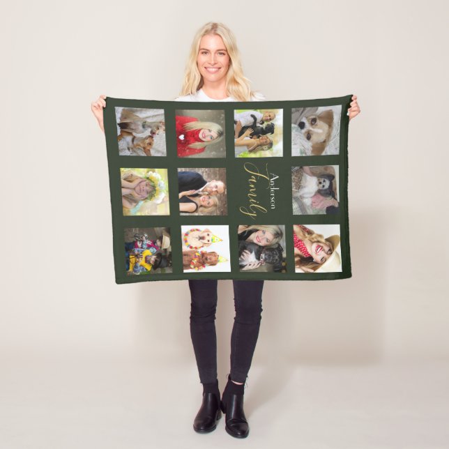 Moss GRÖNT Photo Blanket Collage Instagram Fleecefilt (På plats)