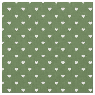 Moss Grönt Polka Dot Hearts Tyg