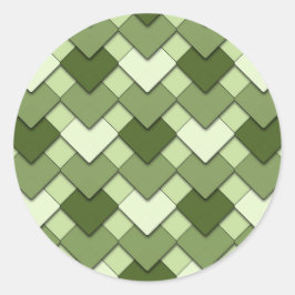 Moss Grönt Square och Diamond Harlequin Mönster Runt Klistermärke