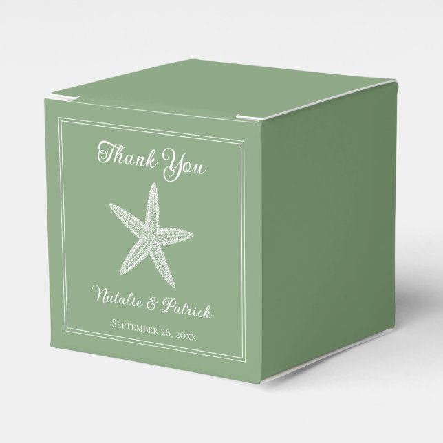 Moss Grönt Starfish bröllopsfavoritboxar Presentaskar (Framsidan Sidan)