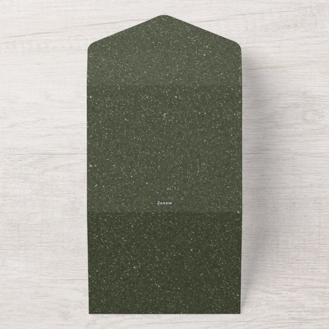 Moss Grönt Texturerad bröllopsinbjudan (Utsida)