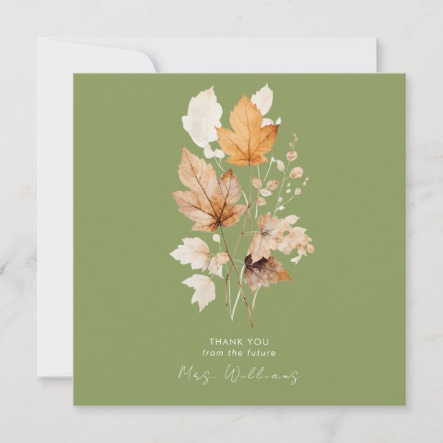 Moss Grönt Viispers of Fall Möhippa Tack Inbjudningar (Framsida)