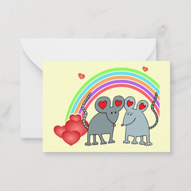 Möss i Kärlek Rainbow Valentiness Mini Kids Cards Anteckningskort (Framsida)