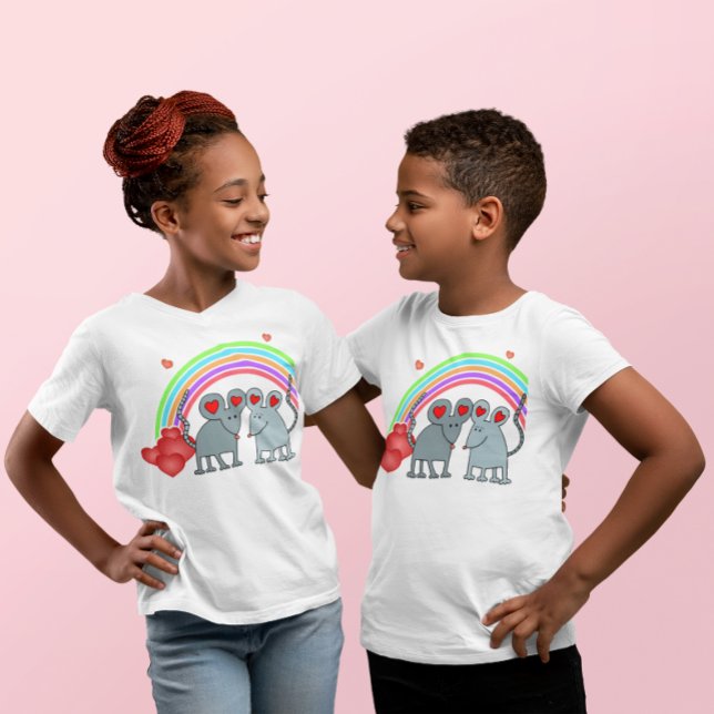 Möss i Valentineser i Kärlek Tröja (Mice in Love Valentines Kids T-Shirt)