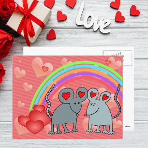 Möss i Valentineserna Kärlek Helg Vykort