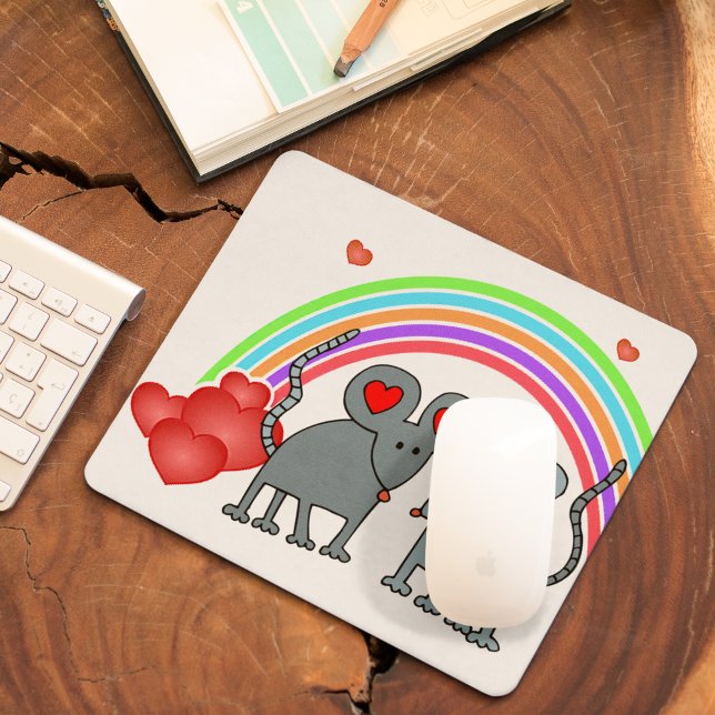 Möss i Valentineserna Kärlek Musmatta (Mice in Love Valentines Mouse Pad)