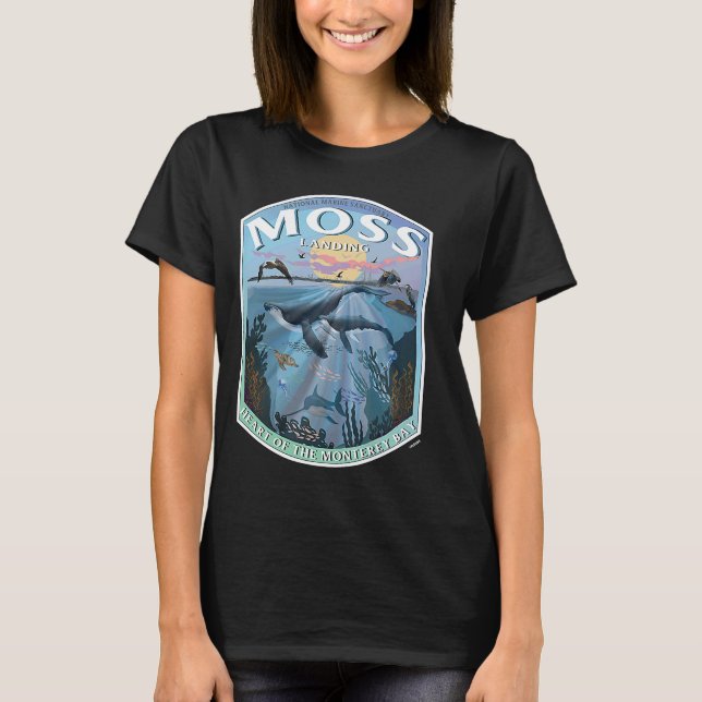 Moss Landing California Monterey Heart Bay T Shirt (Framsida)