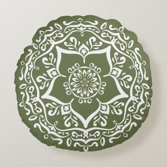 Moss Mandala Rund Kudde (Framsidan)