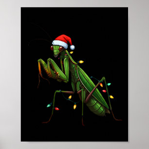 Moss Mantis jul Light Santa Hat Animal Insec Poster