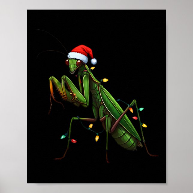 Moss Mantis jul Light Santa Hat Animal Insec Poster (Framsidan)