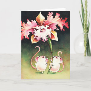 Möss med blomma kort