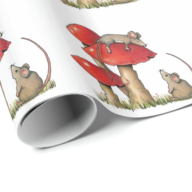 Möss med giftsvampar som sovar musen som är gullig presentpapper (Rullad Hörn)