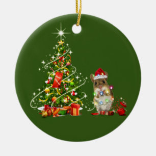 Möss med Hat LJUS jul Julgransprydnad Keramik