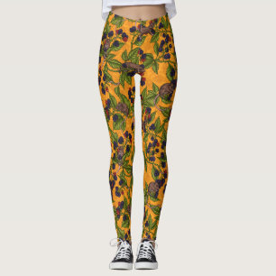 Möss och björnbär på gult leggings