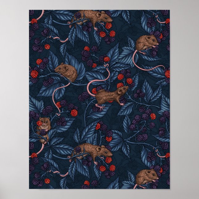 Möss och björnbär på marinen poster (Framsidan)