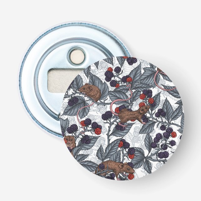 Möss och björnbär på vitt flasköppnare (Framsidan)