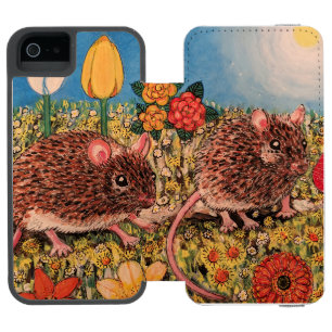 Möss och blommor iPhone 6 plånbokshölje