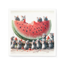 Möss på en juicy Watermelon Wedge