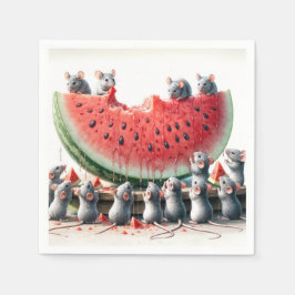 Möss på en juicy Watermelon Wedge Pappersservett