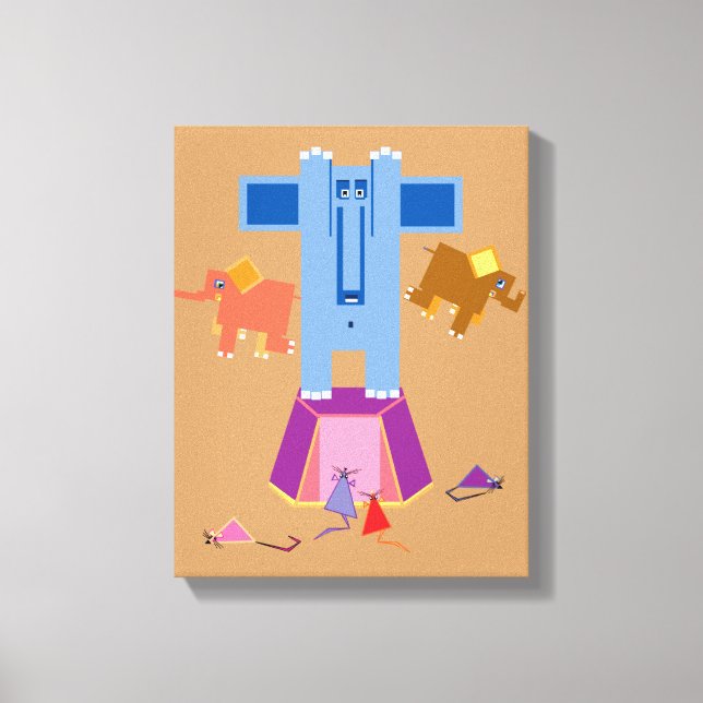 Möss skrämmer elefanter canvastryck (Framsida)