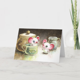 Möss som spelas med socker kort