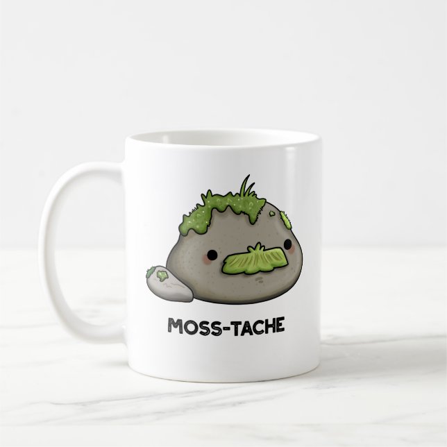 Moss-tache Funny Mustache Pun Kaffemugg (Vänster)