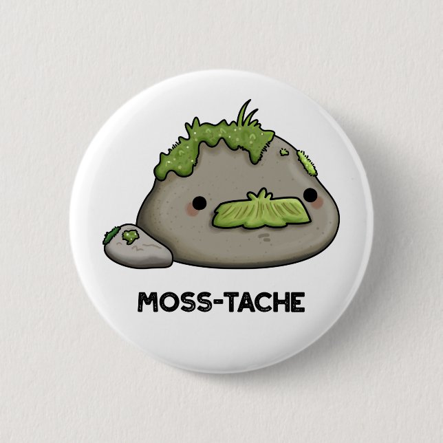 Moss-tache Funny Mustache Pun Knapp (Framsida)