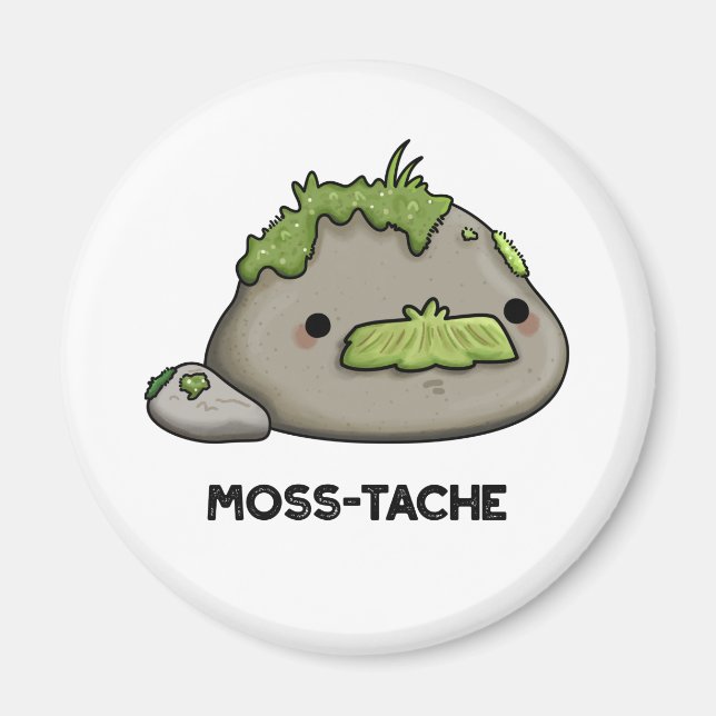 Moss-tache Funny Mustache Pun Magnet (Framsidan)