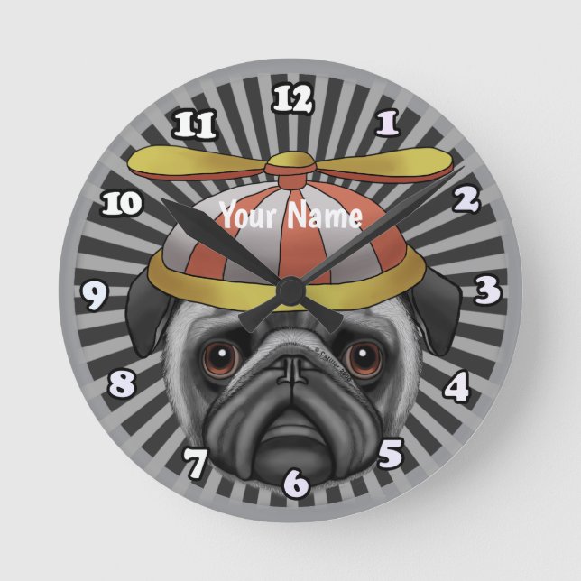 Mössa Pug Rund Klocka (Framsida)