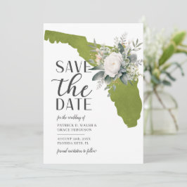 Mossgrön blomster Floridas bröllop på destinatione Spara Datumet