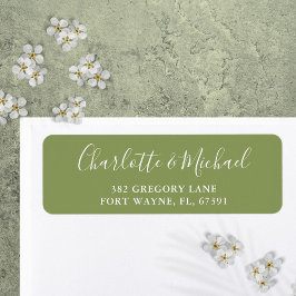 Mossgrön elegant signerande returadress etikett
