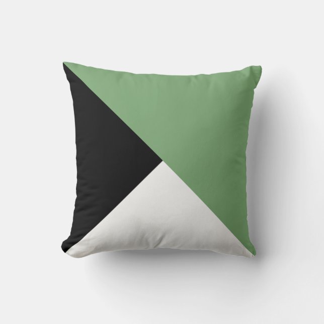 Mossgrönt, svart vit diagonala ColorBlock kudder Kudde (Framsida)