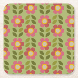 MOSSIG BLOMMNING - Moderna blomsterpappersunderläg Underlägg Papper Kvadrat