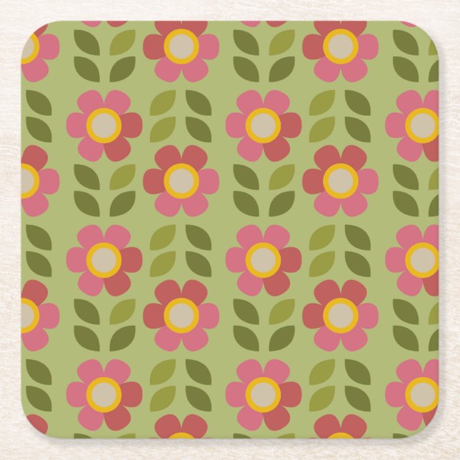 MOSSIG BLOMMNING - Moderna blomsterpappersunderläg Underlägg Papper Kvadrat (Framsidan)