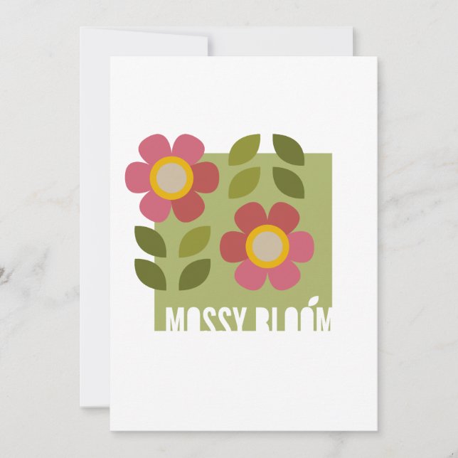 MOSSIG BLOMNING - Modern blomsterlig inbjudningsko Julkort (Framsida)