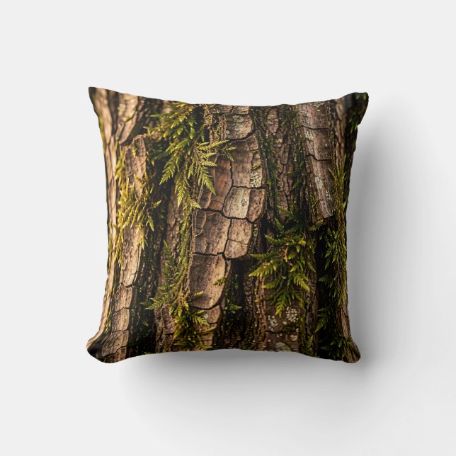  Mossig Skogsstammartextur  Kudde (Framsida)