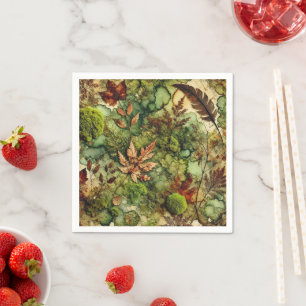 Mossy Autumn Forest Alcohol Bläck Decoupage Papper Pappersservett
