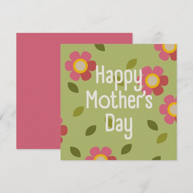 MOSSY BLOOM - Blommigt-inbjudningskort för Mors da Inbjudningar (Fram/baksida)