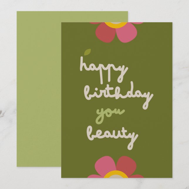 MOSSY BLOOM - Inbjudningskort för Blommigt på föde (Fram/baksida)