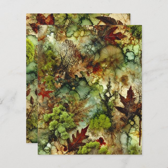 Mossy Fall Forest Alcohol Bläck Scrapbook Papper (Fram/baksida)