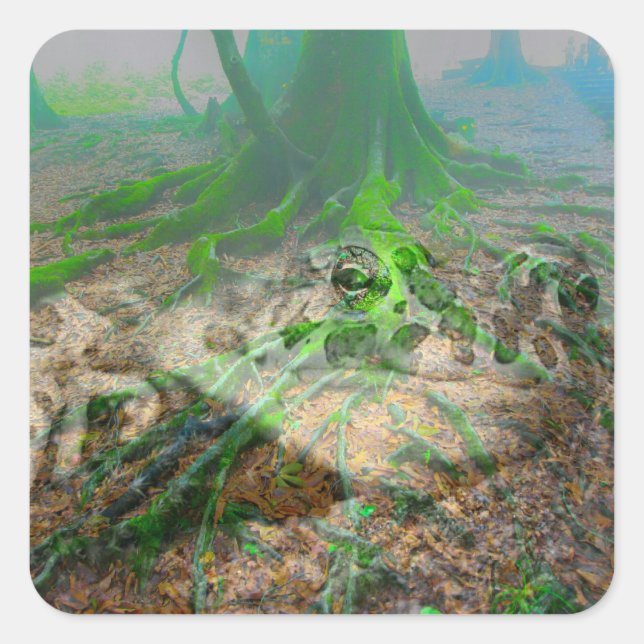 Mossy Frog Fyrkantigt Klistermärke (Framsida)