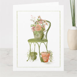 Mossy Garden Flower Pots Blank Greeting Card Kort