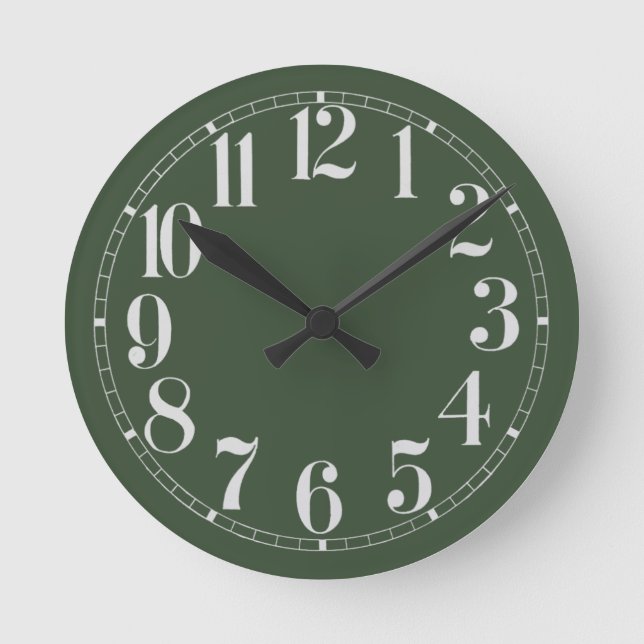 Mossy Grönt och White Wall Clock Rund Klocka (Framsida)