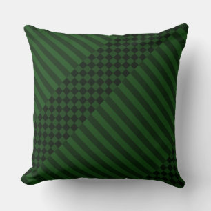 Mossy-Grönt Rand & Checkers Kudde