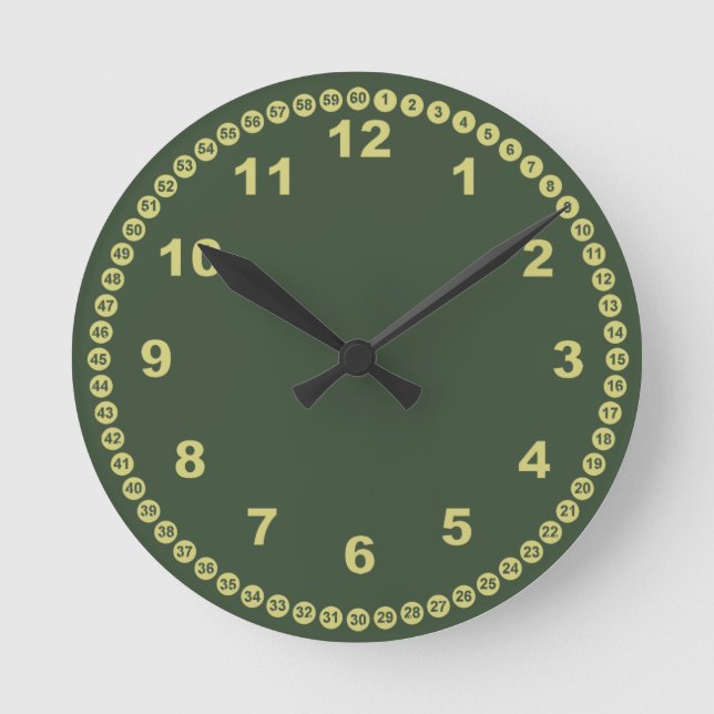 Mossy Grönt Wall Clock Rund Klocka (Framsida)