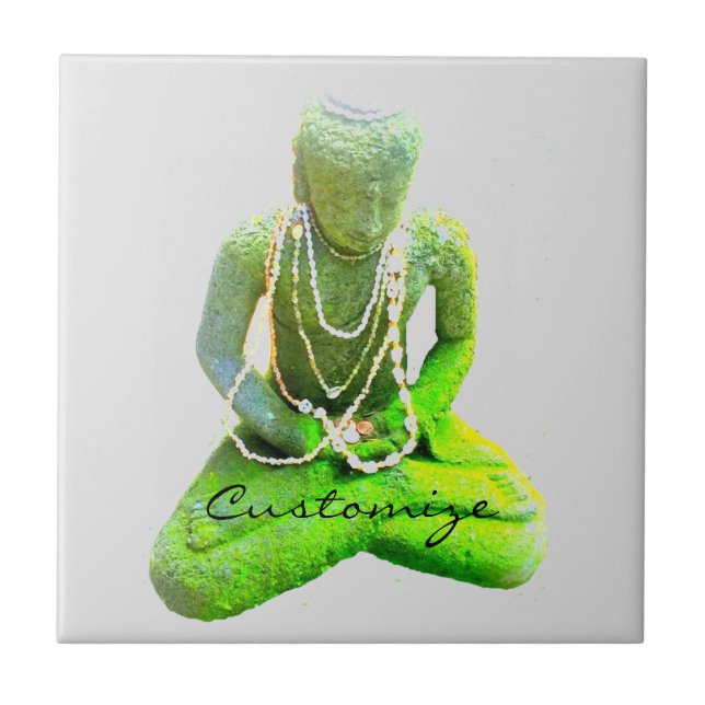 Mossy-Grönten Buddha Meditating Thunder_Cove Kakelplatta (Framsidan)