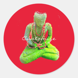Mossy-Grönten Buddha Meditating Thunder_Cove Runt Klistermärke