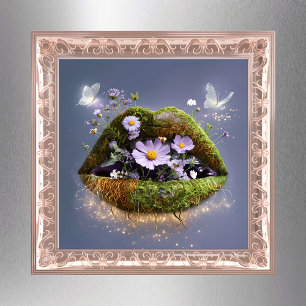 Mossy Läppar Blommigt Art Print Poster