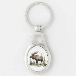 Mossy Moose Wildlife Porträtt Ovalt Silverfärgad Nyckelring