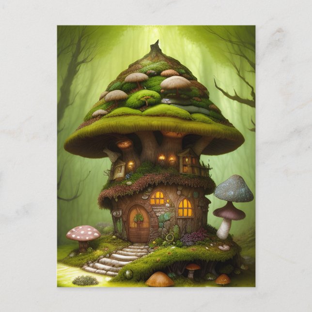 Mossy Mushroom Fairy House Vykort (Framsida)